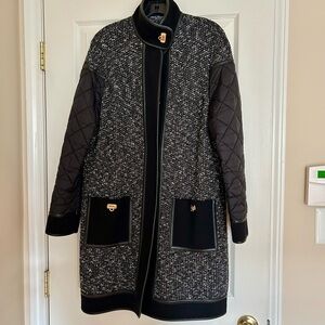 Salvatore Ferragamo Black and Gray Jacket/ coat, size M
